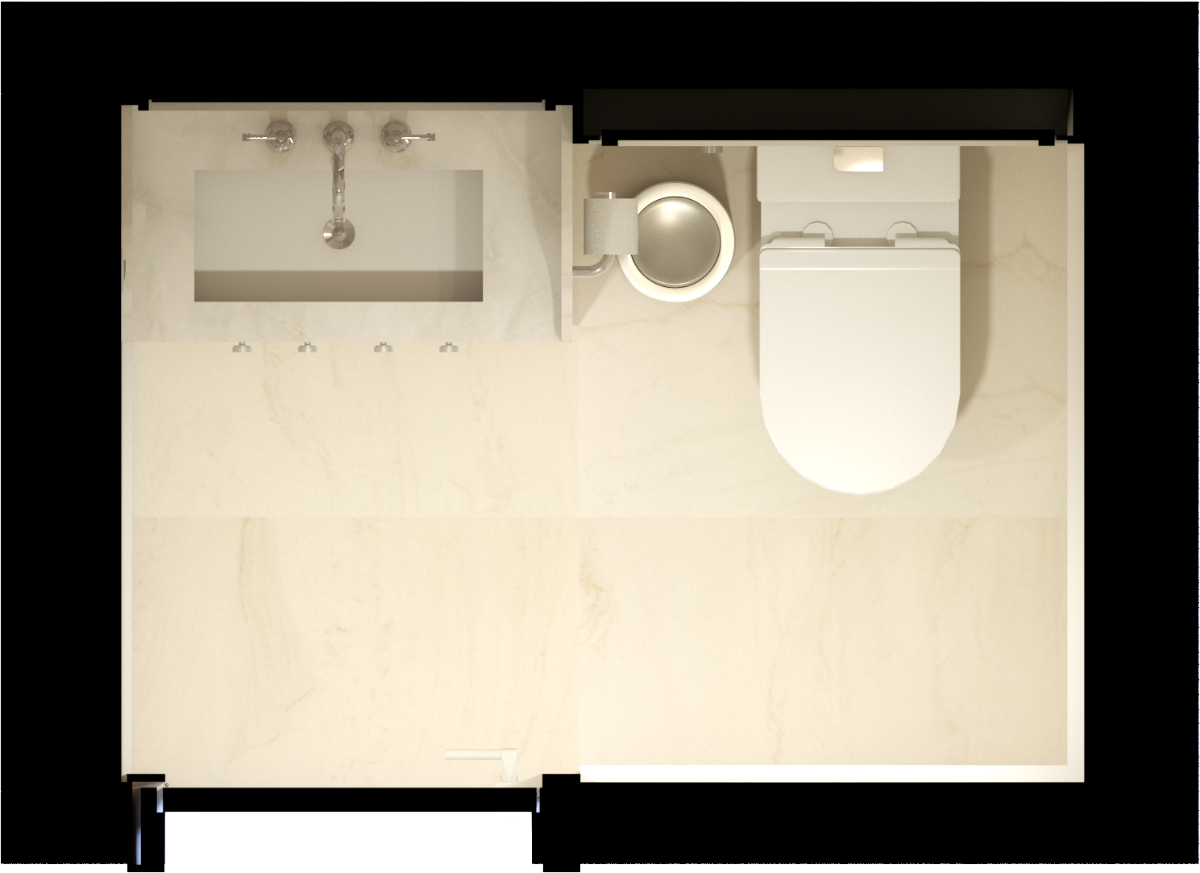 Planta baixa humanizada do lavabo do Apartamento Essenza